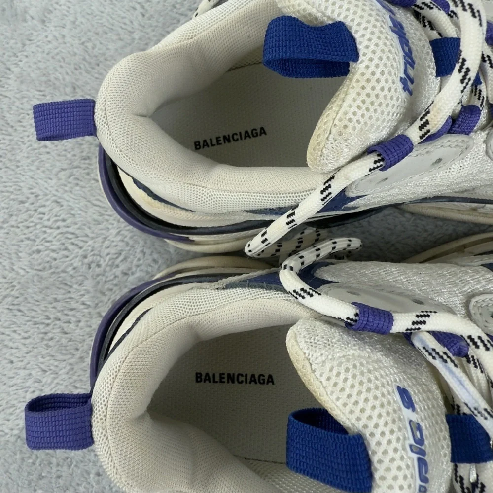 Balenciaga Triple S White Purple Women Size 7 - Picture 10 of 16